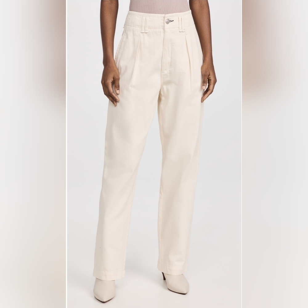 Rag & Bone Women's High-Rise Pleated Trousers Ecru 26 Nwot
